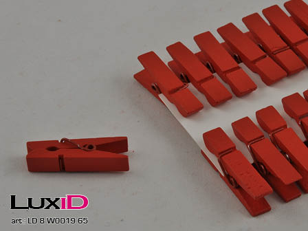 Wooden X-mass clips 65 red 10mm (24pc)
